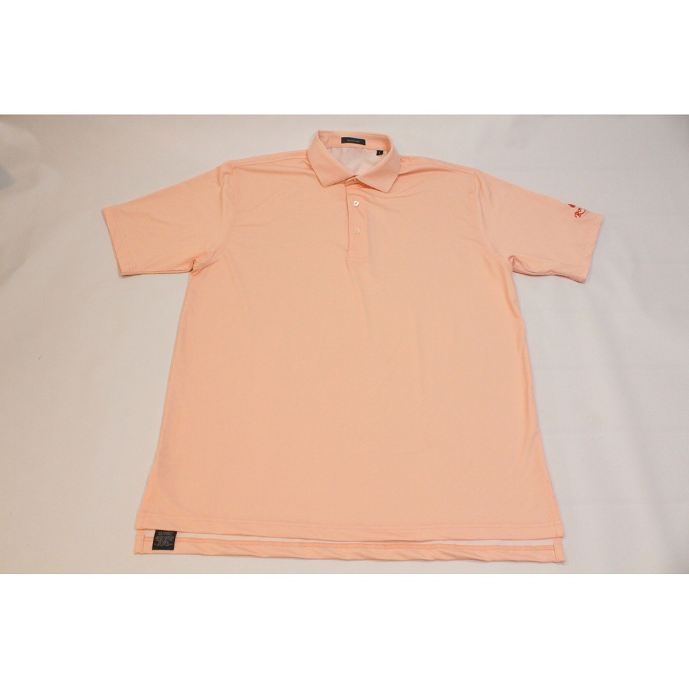 Turtleson Mens Performance Polo Shirt Peach Royal Oaks Golf Logo Large L